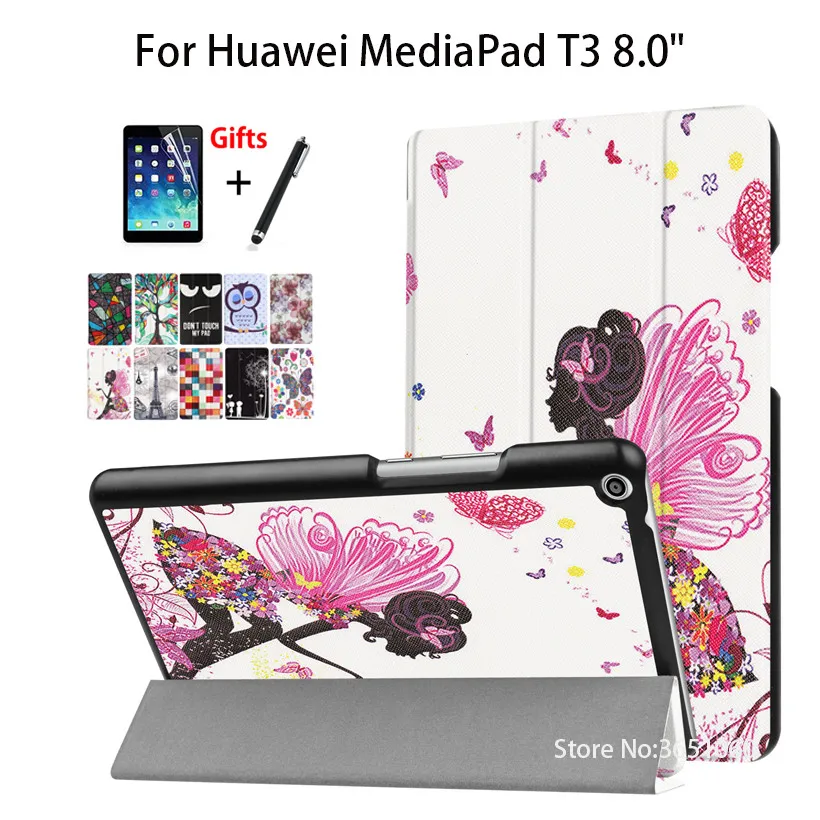 Модный чехол Funda для 2017 Huawei MediaPad T3 8 0 из искусственной кожи с подставкой Honor Play Pad 2
