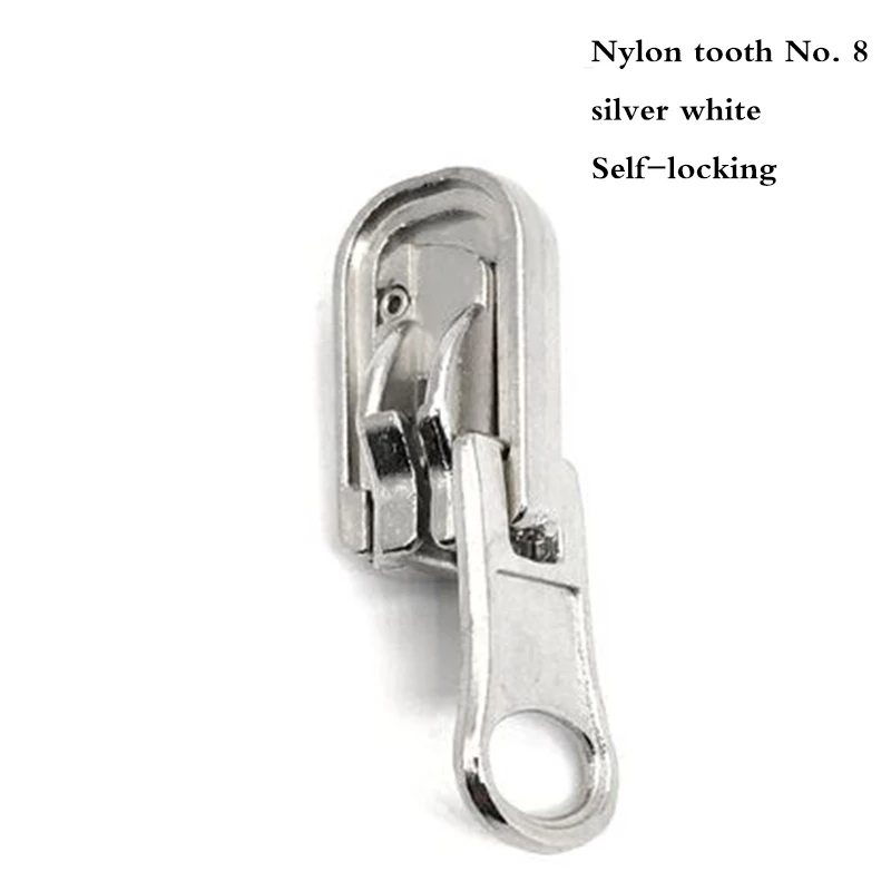 Nylon Silver white 8 3#, 5#, 8#10 шт./лот двухсторонняя вращающаяся направляющая, головка на молнии, двухсторонняя молния для одежды, металлическая нейлоновая резиновая молния, аксессуары - Цвет: Nylon Silver white 8