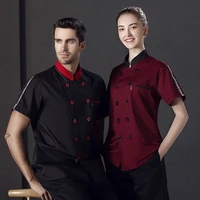 food service restaurant hotel short sleeve thin and breathable chef uniform white cafe bar barker workwear for man and women