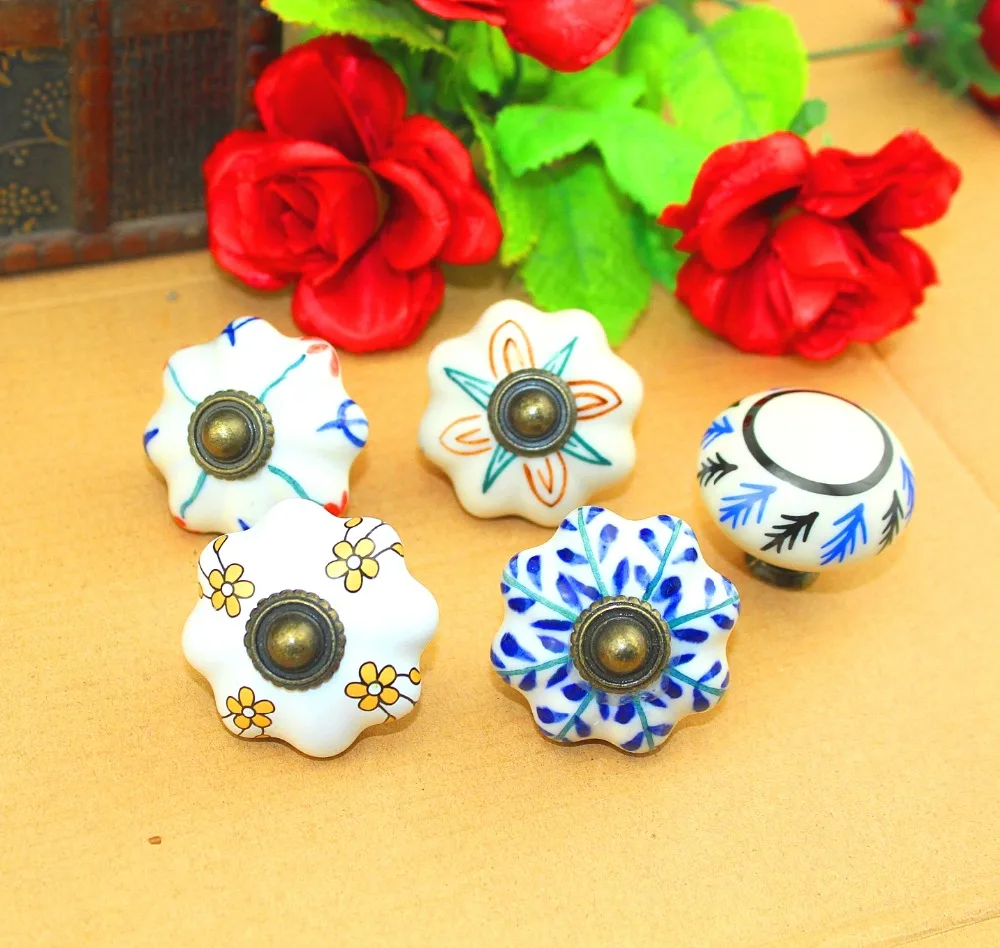 

New 40mm Hand Painted Ceramic Pumpkin Bedroom Cupboard Cabinet Knobs Door Drawer Furniture Handle Pulls