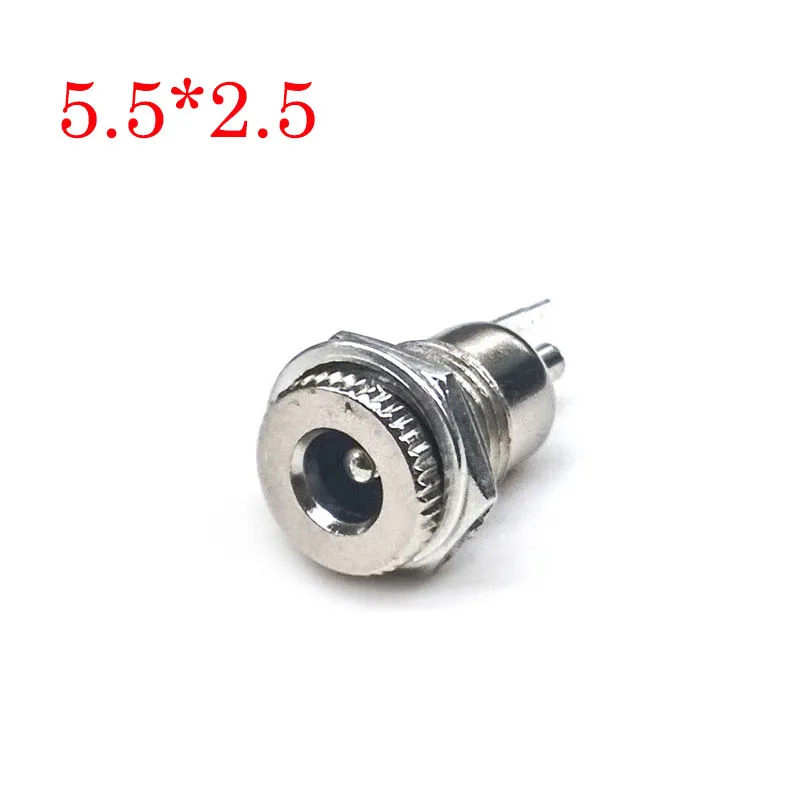 2.5 GP DC099 5,5 мм x 2,1 мм открытое отверстие 11 мм DC разъем питания гнездовая панель монтажный разъем металлический DC-099 5,5*2,1 5,5*2,5 - Цвет: 2.5