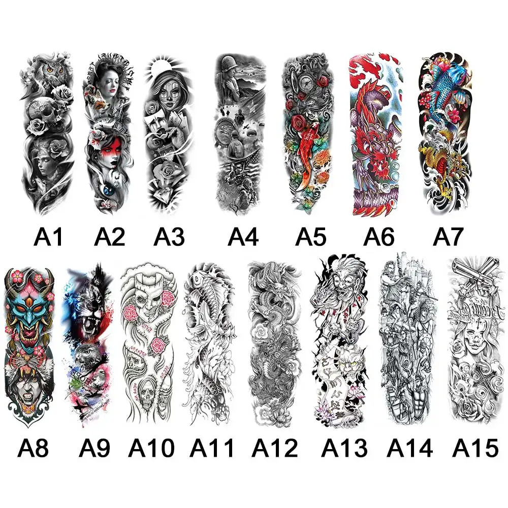 Временная тату-наклейка на всю руку череп с маской для девушек боди-арт