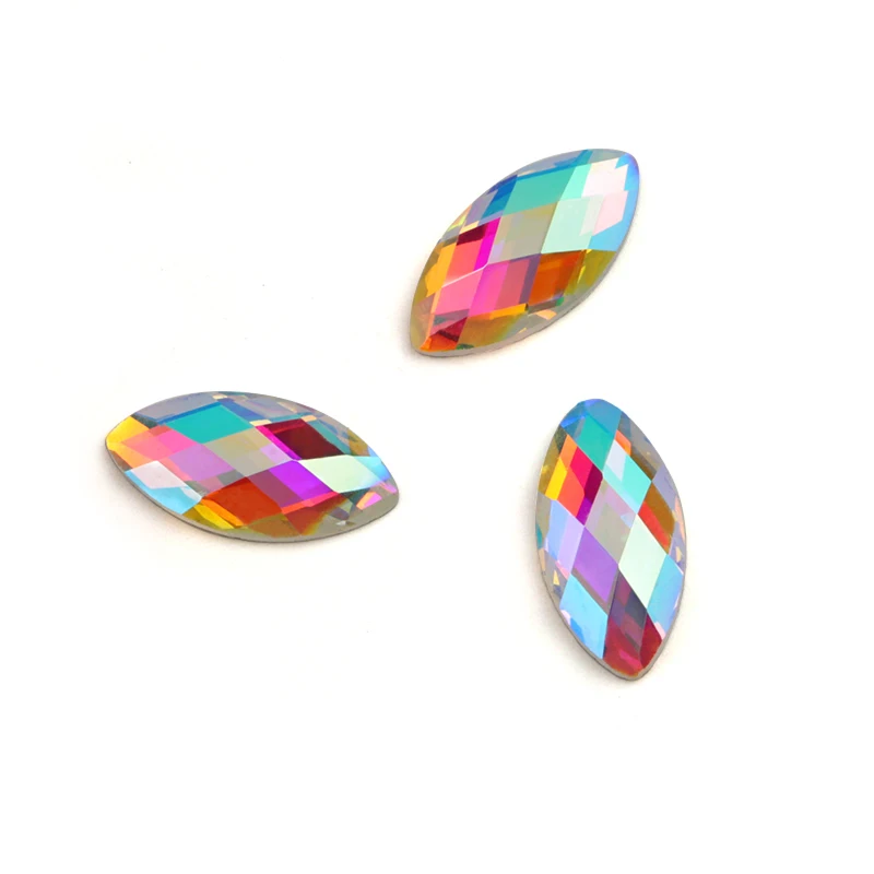 QIAO Crystal AB Navette/каплевидные стразы с плоской задней стороной, стразы из хрустального стекла для украшения одежды высокого качества