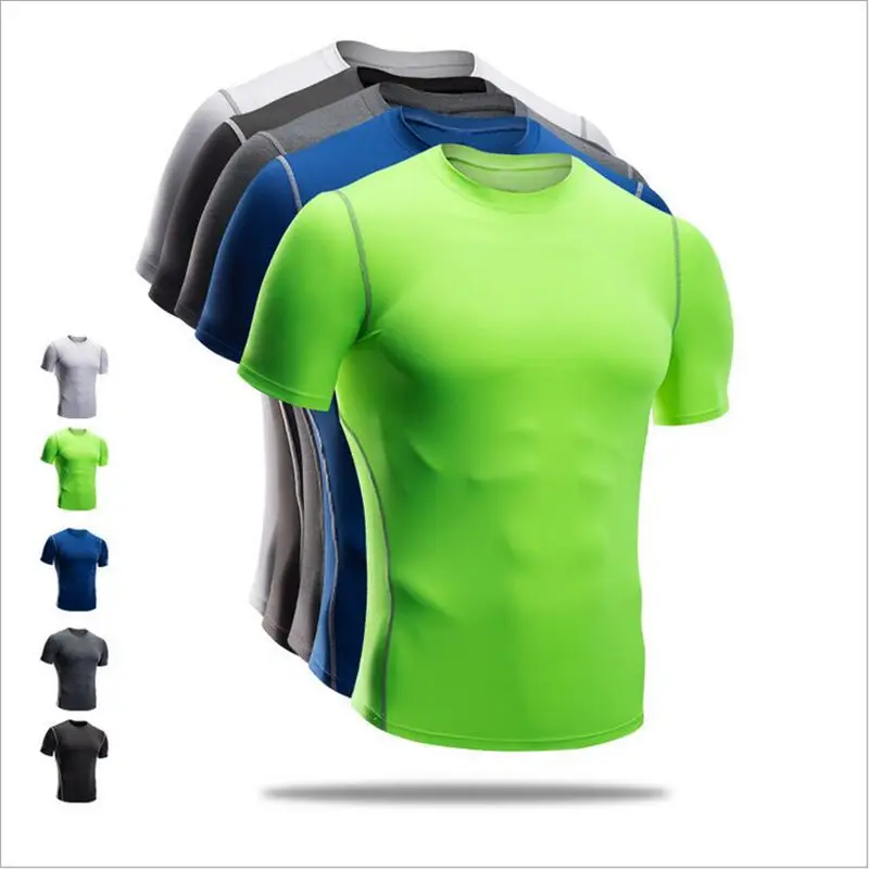 2018 компрессионная рубашка для бега мужские плотные топы из полиэстера