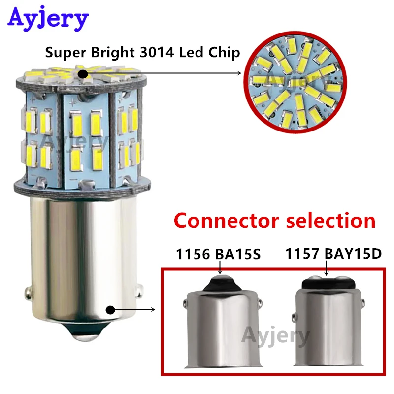 AYJERY 20 шт. работающего на постоянном токе 12 В в S25 1156 BA15S 1206 50 SMD 3014 Светодиодный