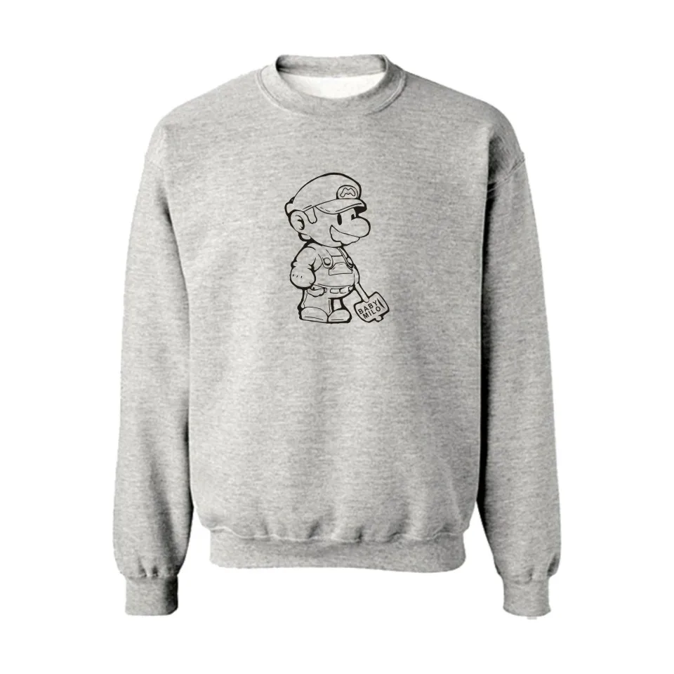 Супер Марио черный/серый новые толстовки с капюшоном Мужские фирменный логотип в