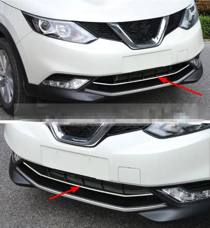 

Передняя хромированная крышка виноградного захвата для 2014 2015 2016 NISSAN QASHQAI J11, нижняя сетчатая форма, Стайлинг, рамка защитного стекла