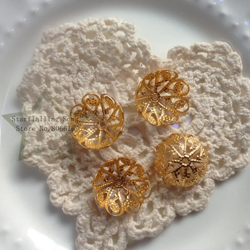 

20MM 60Pcs Gold Metal Flower Bead Caps DIY Jewelry Findings & Components