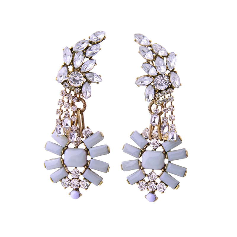 

New Statement Earrings Alloy Resin Crystal Geometric Big Earrings Women Vintage-Accessories