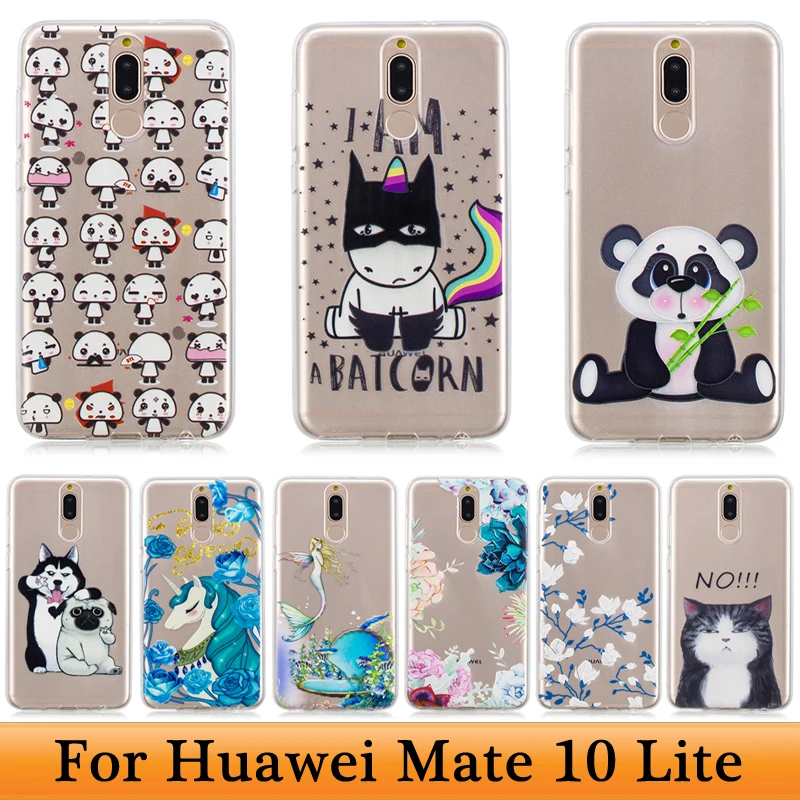 Мягкий чехол из ТПУ для Mate 10 Lite Роскошный прозрачный накладка с рисунком Huawei 3D