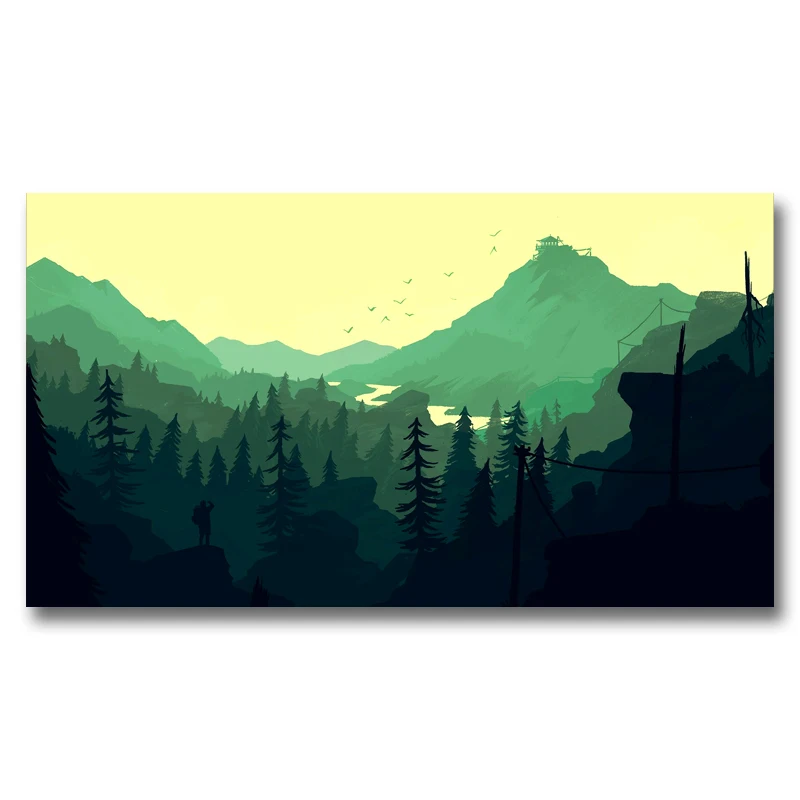 FOOCAME Firewatch горы лес видеоигры искусство шелк ткань постер печатает домашний Декор Картина 11x20 16x29 20x36 дюймов