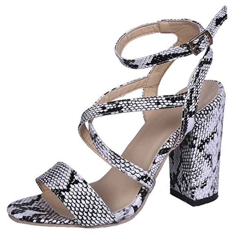 2019 Summer Gladiator Woman Pumps Snake High Heel Buckle Strap Open Toe Platform Party Wedding Sandals Shoes Sapato Feminino | Обувь