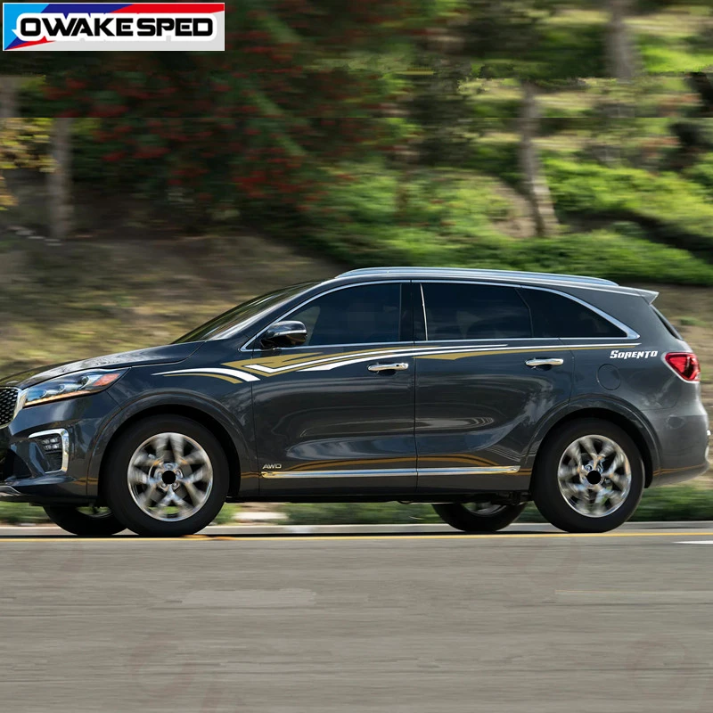 Автомобильные наклейки на талию для KIA Sorento 2010-, внедорожные спортивные полосы, Автомобильные Боковые аксессуары для кузова, водонепроницаемые наклейки