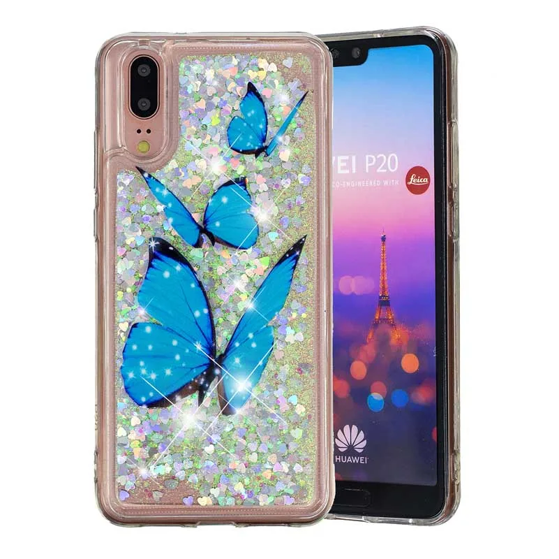 Case For Huawei P20 Pro Glitter Dynamic Flamingo Liquid Quicksand Cover Mate 20 Honor 10 9 Lite Y6 2018 Cases |