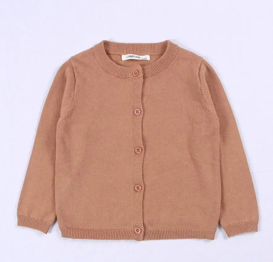 New Brown Кардиган для маленьких мальчиков и девочек; осенний хлопковый свитер; Верхняя одежда для маленьких детей; вязаный кардиган для мальчиков и девочек; свитер; детская весенняя одежда - Цвет: New Brown