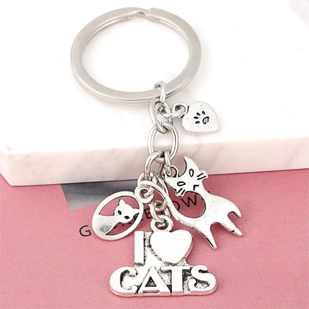 1 шт. брелок для ключей с надписью I Love My Cat кулон милыми животными женщин
