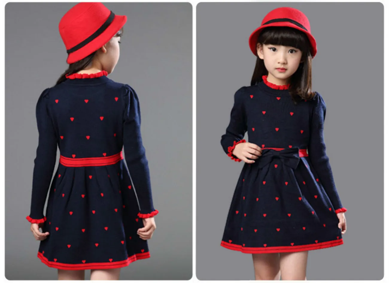 Платье для девочек зимнее хлопковое платье принцессы с высоким воротником и