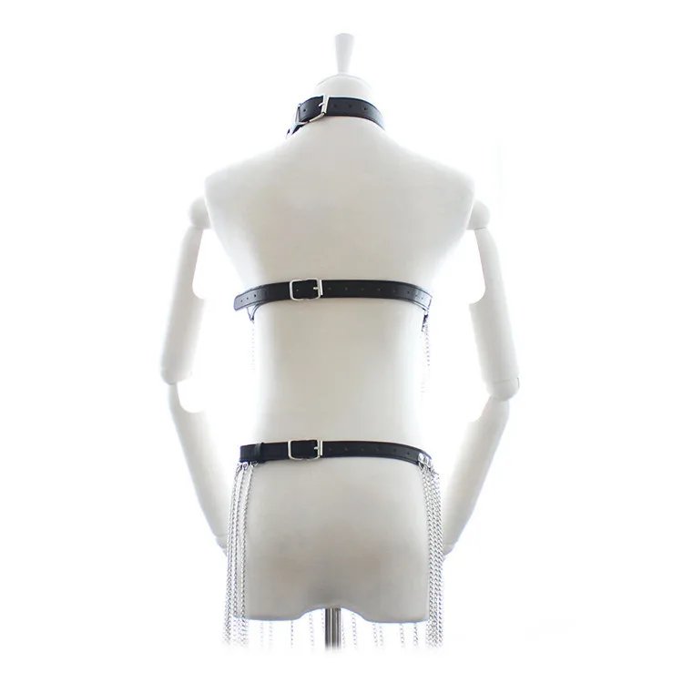 Лидер продаж сексуальное женское белье из искусственной кожи с цепочками