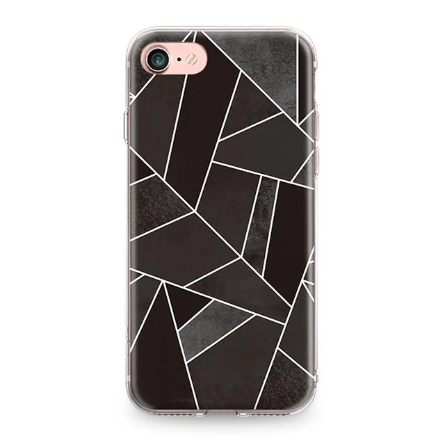 Для Iphone 4, 4S, 5, 5S, SE, 6, 6 S, 7, 8 Plus, X, XR, XS Max, мягкая задняя крышка из ТПУ с золотыми краями, геометрическим узором, мрамором, силиконовый чехол, бампер, Fundas - Цвет: 7592