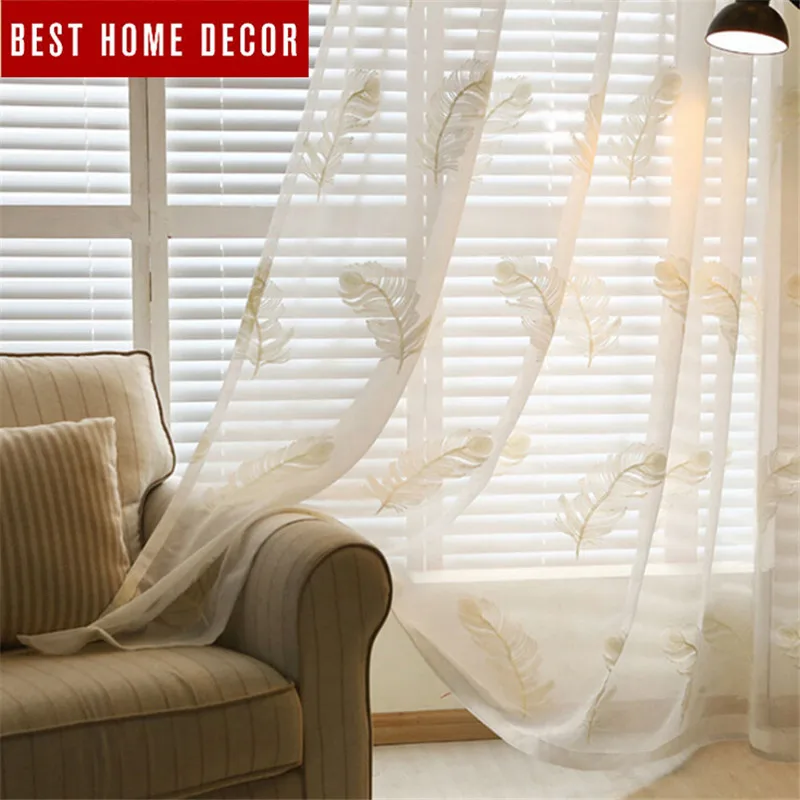 BHD минимализм вышитые тюлевые отвесные занавески для окна гостиной спальни