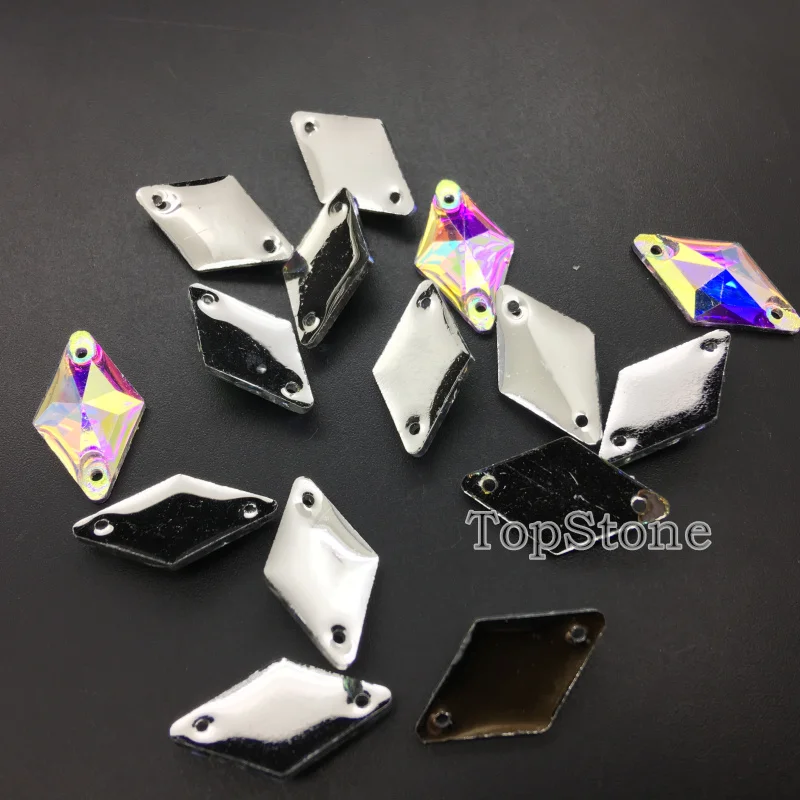 TopStone 11x19 мм Ромб пришить на горный хрусталь Flatback смолы шитые Стразы платье своими руками одежда