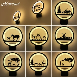 Черные акриловые светодиодные настсветильник льники для гостиной, прикроватная лампа, светодиодные бра для ванной, домашняя лампа, 12 Вт