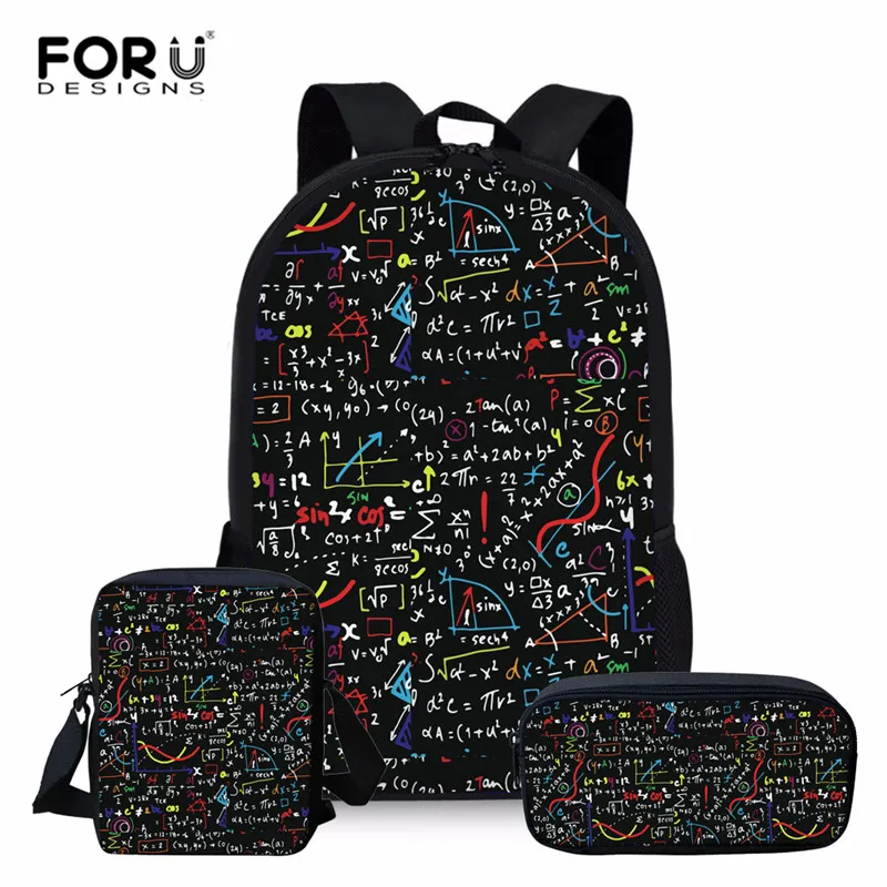 Z2473ECK FORUDESIGNS/3 шт./компл. Школьный рюкзак, набор математика формула печать школьная сумка для детей, для подростков мальчиков студентов школьная сумка - Цвет: Z2473ECK