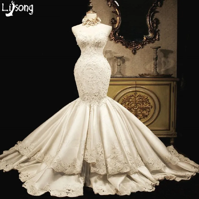 Шикарное бежевое облегающее женское свадебное платье без бретелек сексуальные