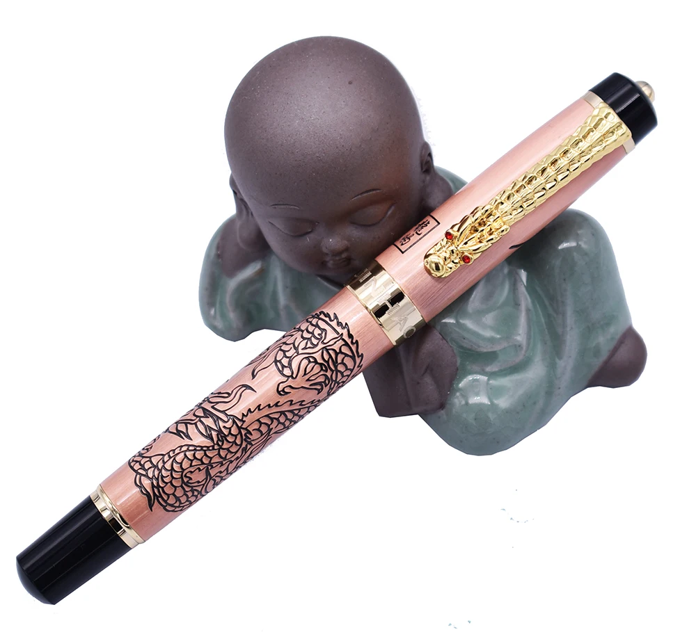 

Jinhao Vintage Rollerball Pen with Ink Refill, Descendants of The Dragon, Red Copper Writing Business Office School Supplies