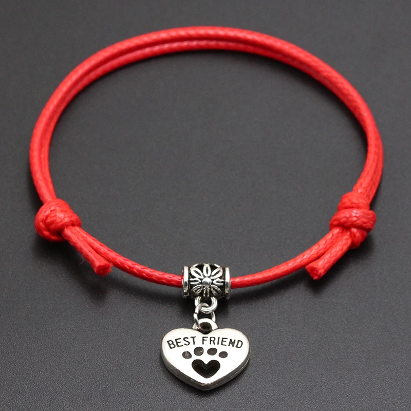 Новинка 2020 браслет с красной нитью в виде собаки веревочный на удачу черный