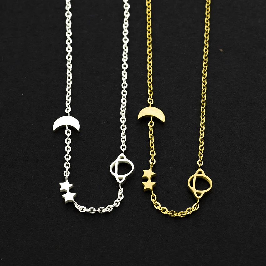 Пространства серьги в виде планет из нержавеющей стали звезды и луна браслеты с