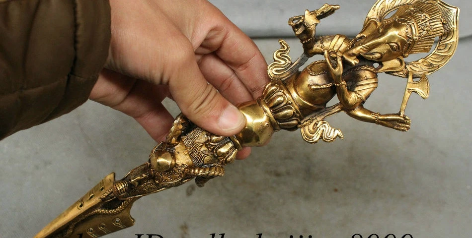 12&quot Tibet Brass Ganesh Lord Ganesha Buddha Statue Buddhism Phurpa Talismans | Дом и сад