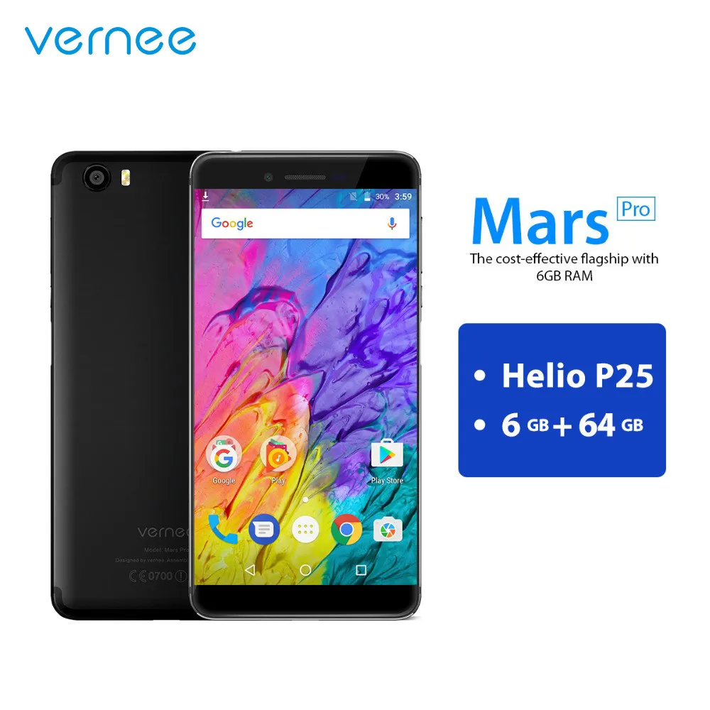 Vernee Mars Pro 5 &quotFHD Дисплей 6 ГБ 4G B LTE Мобильного Телефона MT6757T Octa Core 3500 mAh Android7.0 OTG 13MP