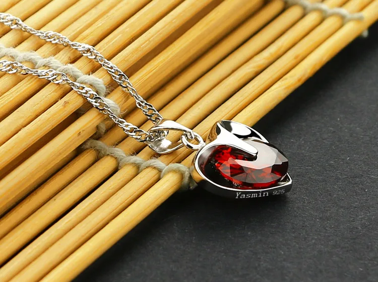 Простое женское ожерелье из стерлингового серебра 925 пробы кулон в форме сердца