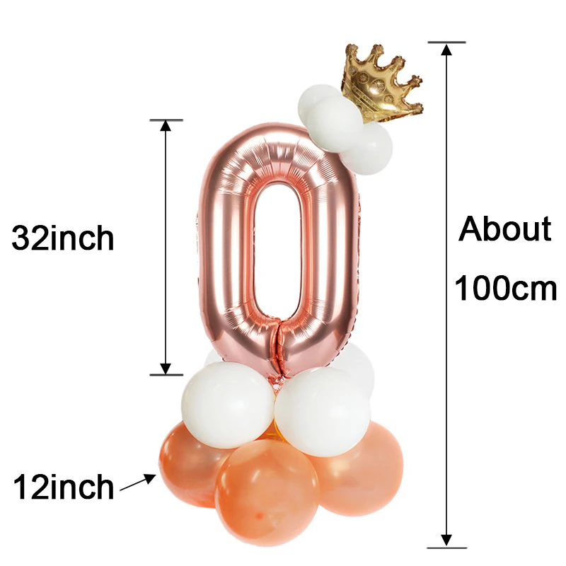 Первый день рождения мальчик вечерние синий воздушный шар для колонны 1st декорации с днем рождения Дети Девочка один год 3 4 день рождения Декор розовое золото