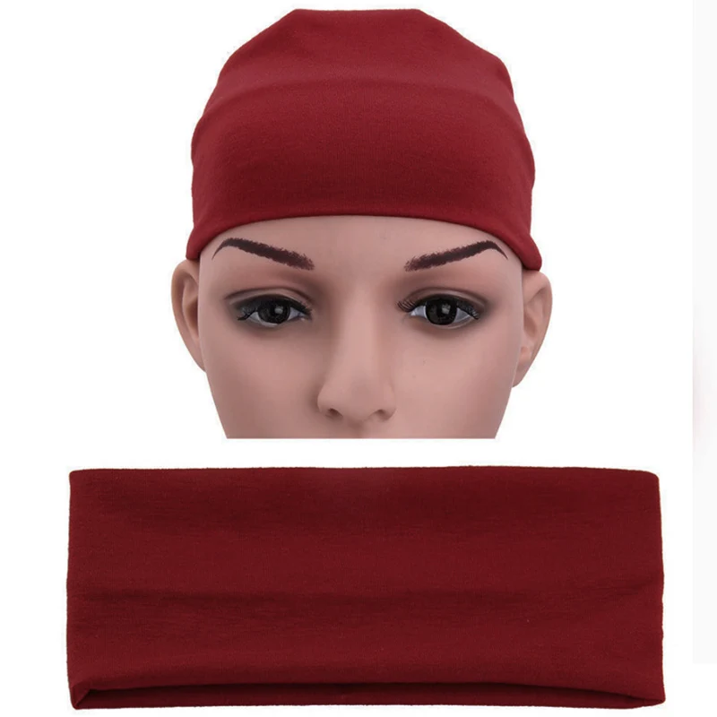 Style A Wine Red Распродажа, Женская однотонная широкая повязка на голову, летняя богемная широкая эластичная лента для волос для девочек, эластичная Тюрбан, головные повязки для спа - Цвет: Style A Wine Red