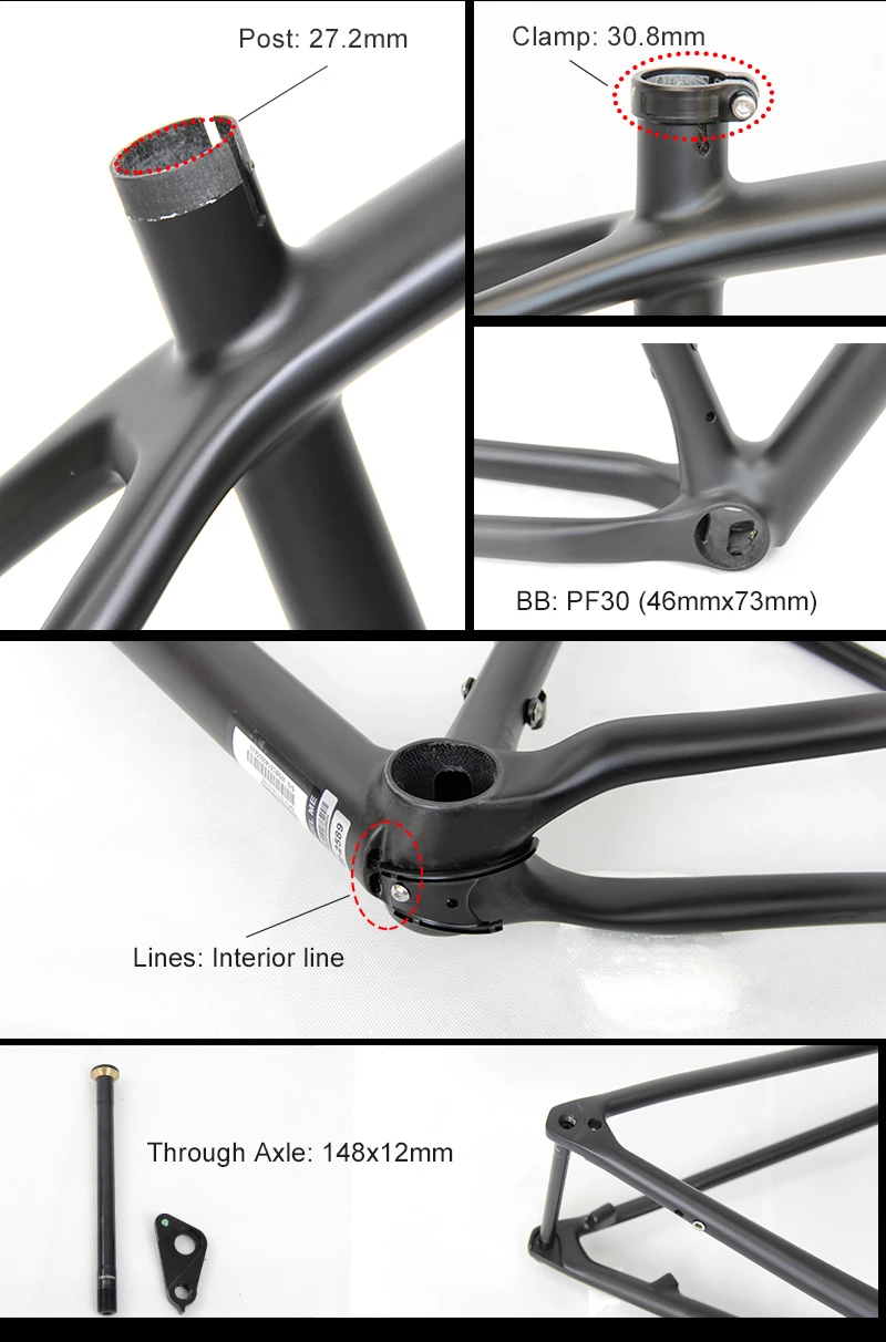Топ StumjEPIC полный углеродного волокна T1100 MTB жесткая велосипеда 29er 27.5er 650b x 1" /17"/1" с TH Axile 148x12 мм 835 г