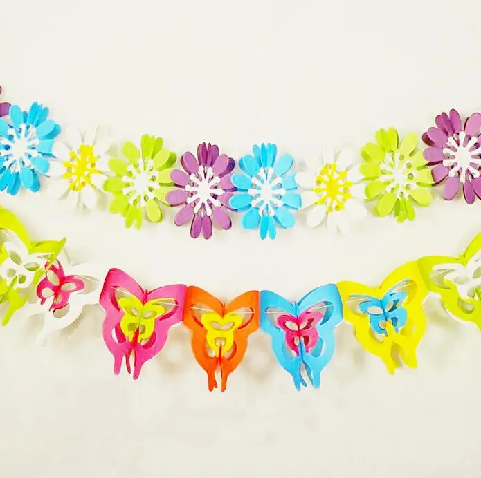 Праздничные принадлежности 3 метра цветочки из цветной бумаги Гирлянда с