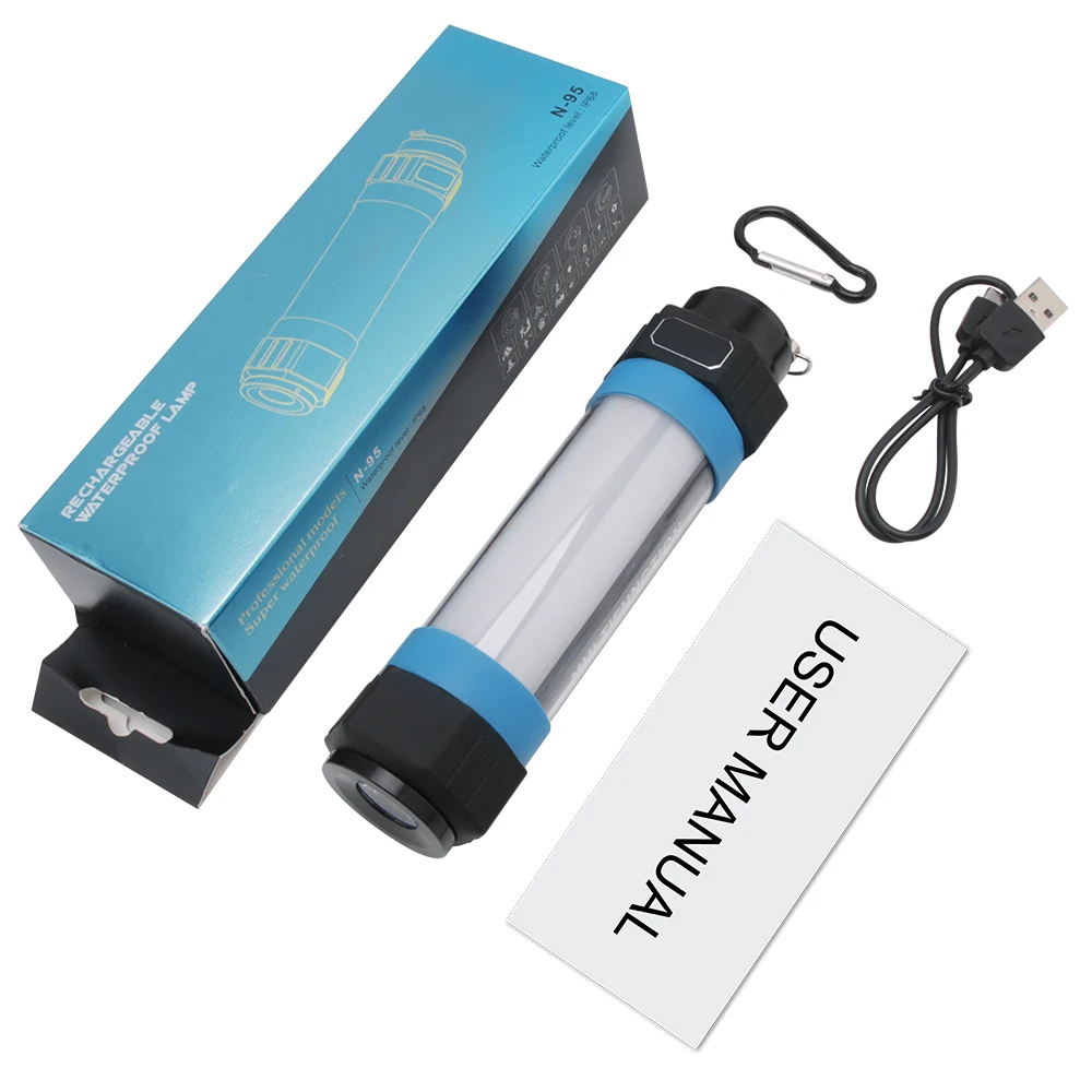BORUiT IP68 Водонепроницаемый фонарь для кемпинга светодиодный USB аккумуляторный фонарики лампочка с аккумулятором фонарь в палатку Портативный Москитная репеллентная лампа