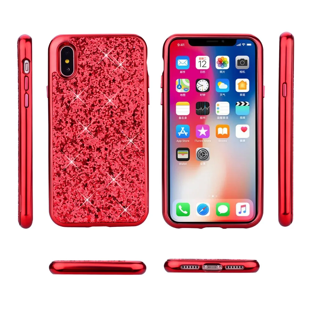 Блестящий чехол с блестящим порошком Кейт для iPhone 12 11 Pro Max Xs XR X 8 7 6s 6 Plus мигать
