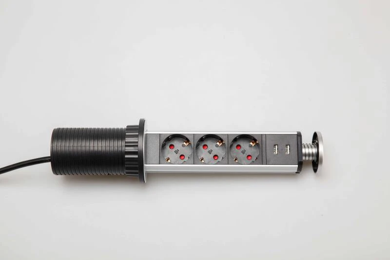 Алюминиевый корпус растягивающаяся светодиодная розетка с зарядкой USB 2.1A и 3EU розетка для кухни