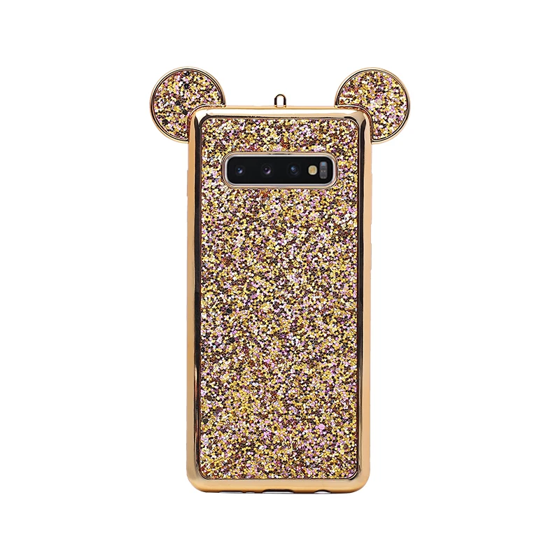 Мягкий силиконовый чехол с блестящими ушками животных для samsung Galaxy S10E S10 Lite samsung S8 S9 Plus S7 S6 Edge