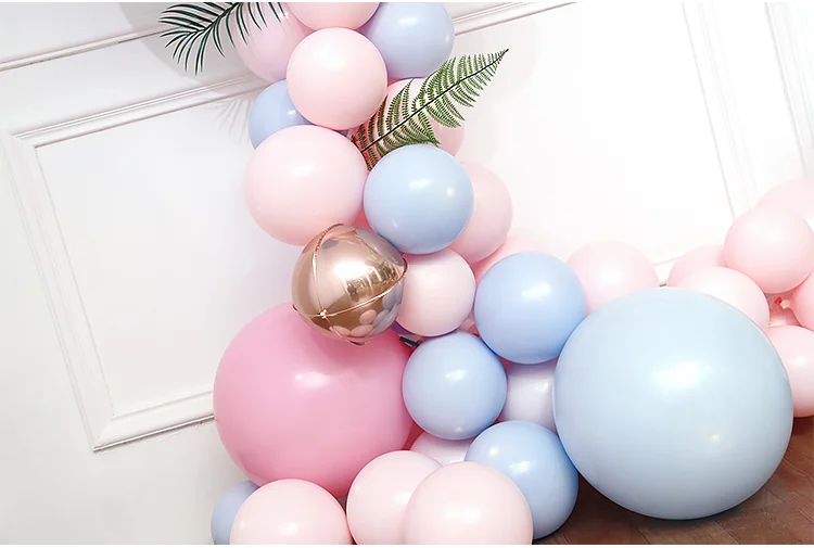 115 шт./компл. Макарон розовый шар комплект гирлянды 1" латекс Pinkx70 Bluex30 18" фольга из розового золота полоска для воздушных шаров в форме листьев вечерние Свадебный декор