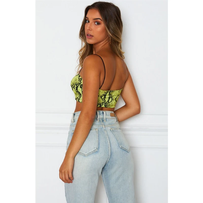 Женский бюстгальтер с принтом змеиной кожи бюстье бретельками укороченный топ