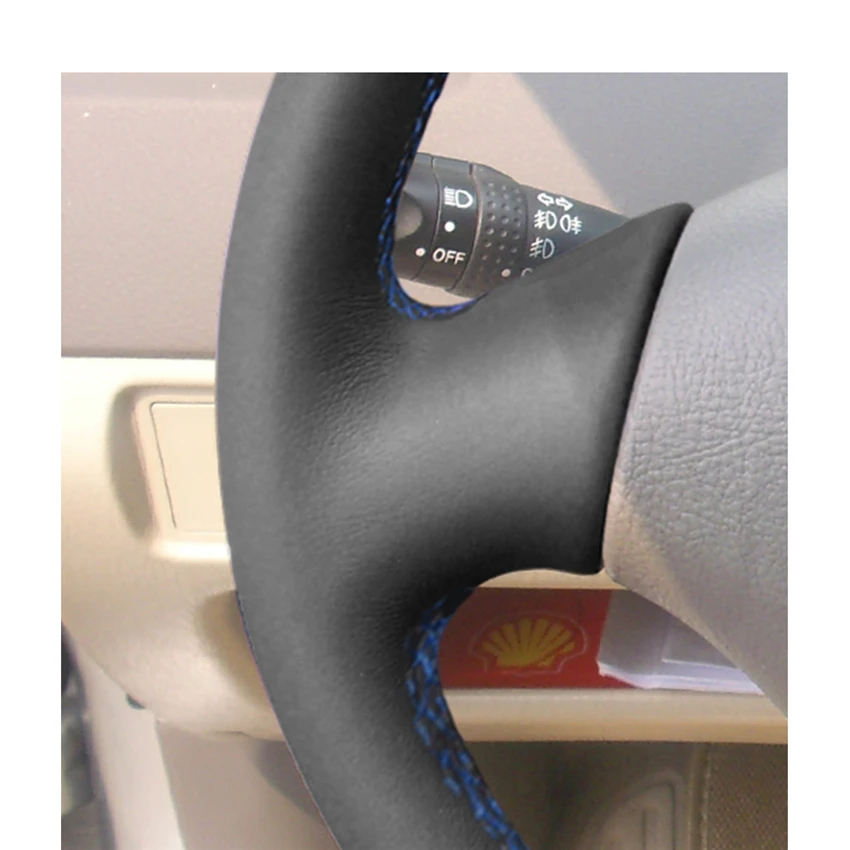 Сшитый вручную черный Чехлы рулевого колеса автомобиля из искусственной кожи PU