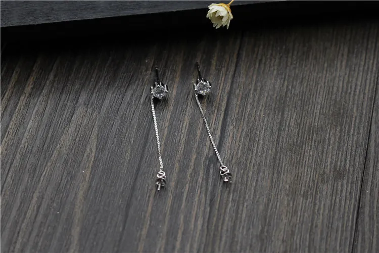 Серьги подвески из серебра с цирконом 2 шт.|Серьги-подвески| |