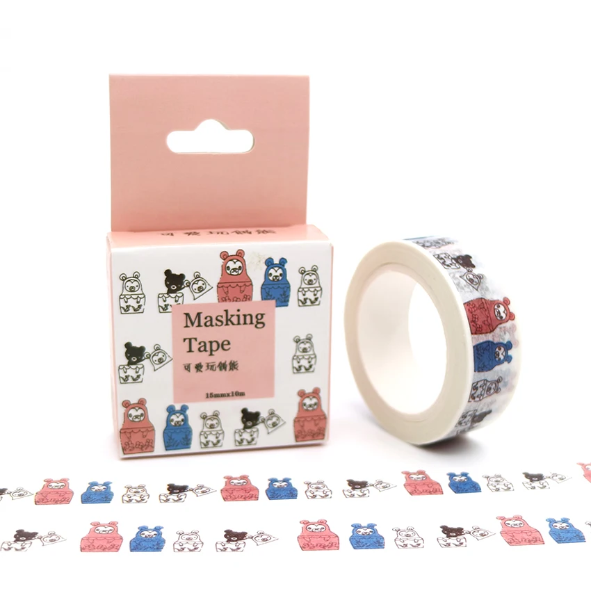 15 мм * 10 м коробка посылка милая игрушка медведь лента Washi клейкой ленты