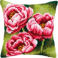 TH Poppy flowers DIY Набор для рукоделия Подушка с вышивкой из акриловой пряжи Гобелен Холст Подушка передняя Вышивка крестом Наволочка - Цвет: Шоколад