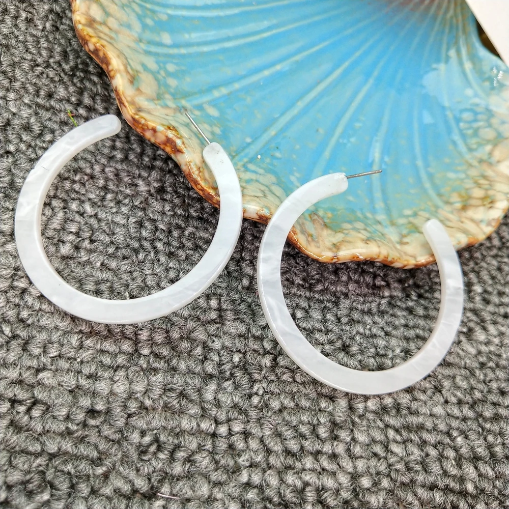 Qusfy 2018 Fashion Geometric Leopard Grain Tortoise Shell Big Acrylic Earrings C-shape 5cm Acetate Drop Earring ec | Украшения и