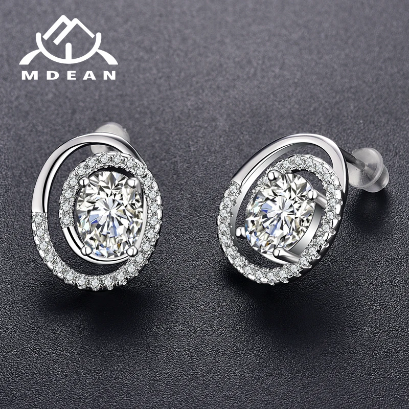 Женские серьги гвоздики MDEAN цвета белого золота ювелирные изделия Розовые